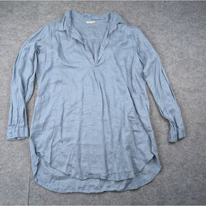 Dolma Linen Shirt Womens XL Lagenlook Minimal Coastal Boho Granola Cottage Relax